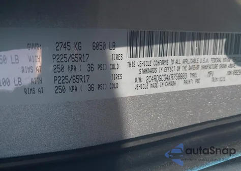2019 Dodge Grand Caravan Sxt from USA, damaged, VIN 2C4RDGCG4KR758803